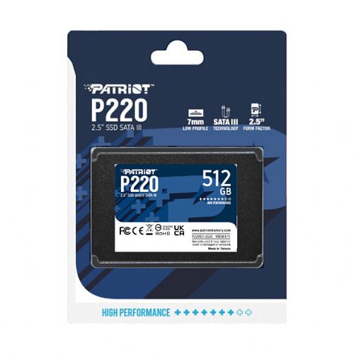 2,5-palčni Patriot P220 512 GB (črn, SATA III 6 Gb/s, 2,5")