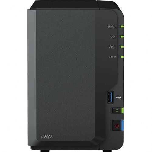 NAS sistem Synology DS223 Realtek RTD1619B CPU, 2 ležišči, do 64 TB, 10 GBe, 3x USB-A