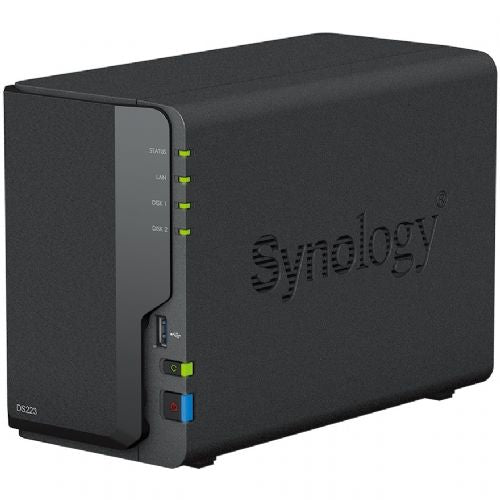 NAS sistem Synology DS223 Realtek RTD1619B CPU, 2 ležišči, do 64 TB, 10 GBe, 3x USB-A