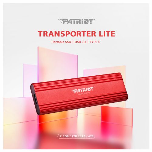 Zunanji SSD disk Patriot Lite 2TB, USB-C 3.2 Gen 2, 1000 MB/s, aluminijasto ohišje, rdeč