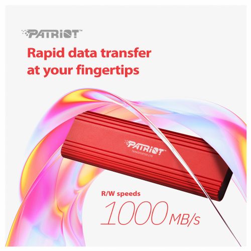 Zunanji SSD disk Patriot Lite 2TB, USB-C 3.2 Gen 2, 1000 MB/s, aluminijasto ohišje, rdeč