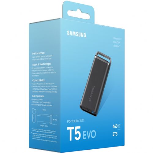 Vanjski SSD disk 2TB Samsung Portable T5 EVO USB 3.2 Gen1 crni maloprodajni