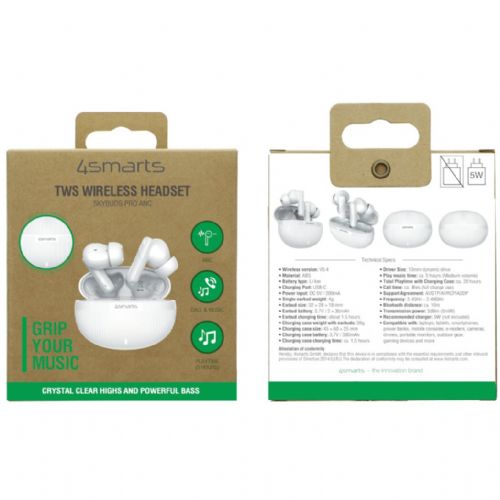 Slušalke 4Smarts SkyBuds Pro ANC črne, brezžične, aktivno odpravljanje šumov, Bluetooth 5.4, do 20h avtonomije