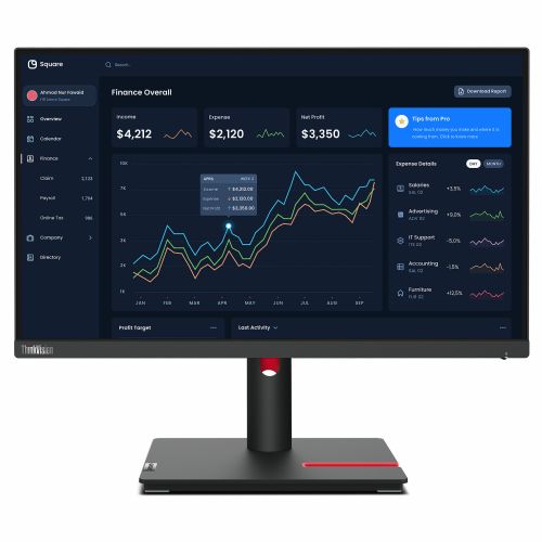 Monitor Lenovo ThinkVision T22i-30 54,6 cm (21,5"), 1920x1080 (FHD), IPS, 250cd/m2, 16:9 60Hz 4ms HDMI VGA DP USB Pivot Black