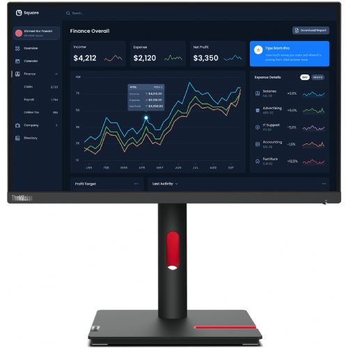 Monitor Lenovo ThinkVision T22i-30 54,6 cm (21,5"), 1920x1080 (FHD), IPS, 250cd/m2, 16:9 60Hz 4ms HDMI VGA DP USB Pivot Black
