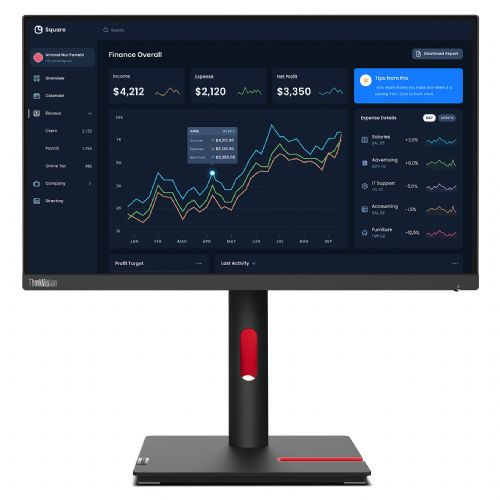 Monitor Lenovo ThinkVision T22i-30 54,6 cm (21,5"), 1920x1080 (FHD), IPS, 250cd/m2, 16:9 60Hz 4ms HDMI VGA DP USB Pivot Black