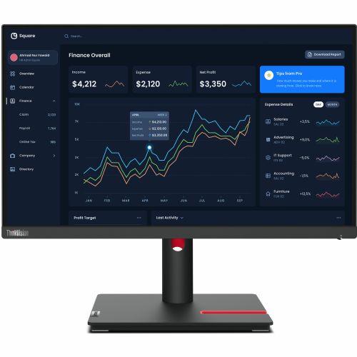 Monitor Lenovo ThinkVision T22i-30 54,6 cm (21,5"), 1920x1080 (FHD), IPS, 250cd/m2, 16:9 60Hz 4ms HDMI VGA DP USB Pivot Black