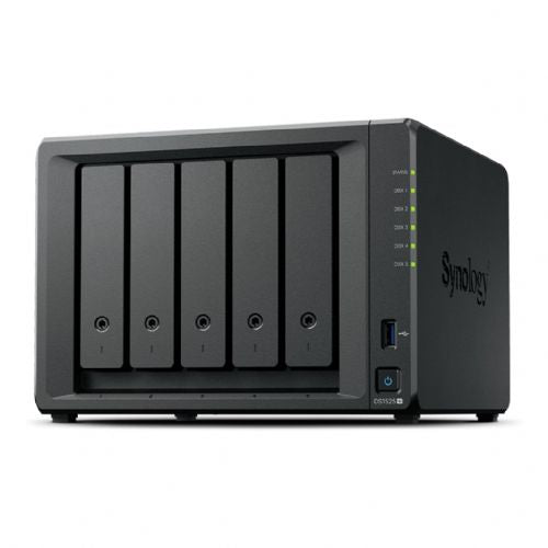 NAS sistem Synology DS1525+ 5-režni, AMD Ryzen V1500B, 8 GB DDR4 ECC, podpora RAID, 2,5GbE LAN