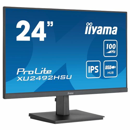 Monitor Iiyama ProLite XU2492HSU-B6 60,45 cm (23,8"), 1920x1080 (FHD), 250cd/m2, 16:9 FHD IPS 100Hz 0,4ms HDMI DP USB zvočnik črn