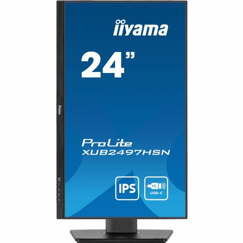 Monitor Iiyama ProLite XUB2497HSN-B2, 60,5 cm (23,8"), 1920 x 1080 (FHD), IPS, 300 cd/m2, 1 ms, 16 : 9, 100 Hz, HDMI, DP, USB-C (65 W), Hub, zvočnik, črn