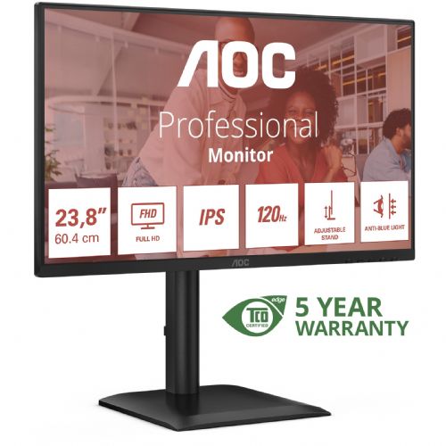 Monitor AOC 24E4U 60,5 cm (23,8"), 1920x1080 (FHD), IPS, 300cd/m2, 4ms, 16:09 HDMI+DP+USB IPS Lift črne barve