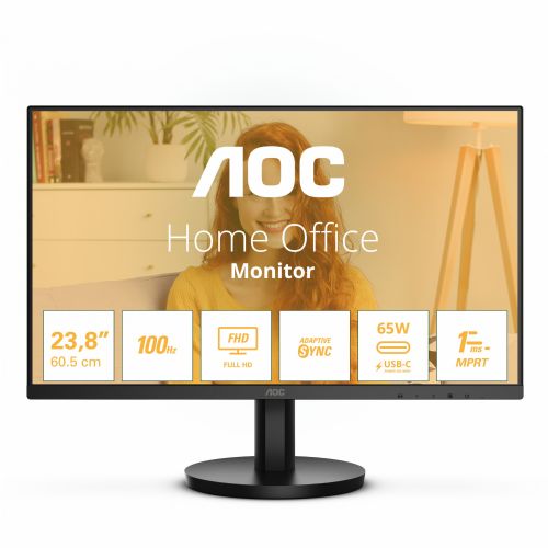 Monitor AOC Basic-line 24B3CA2 60,5 cm (23,8"), 1920x1080 (FHD), IPS, 250cd/m2, 16:9 FHD 4ms 100Hz HDMI USB-C 65W, črn zvočnik