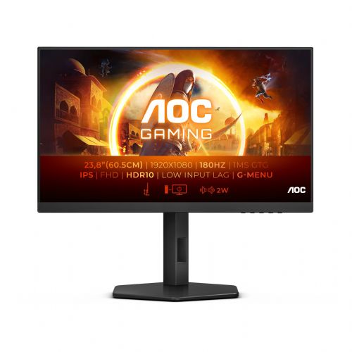 Monitor AOC 24G4X 60,45 cm (23,8"), 1920 x 1080 (FHD), IPS, 250cd/m2, 180Hz, 0,5 ms, HDR10, HDMI, DP, zvočniki