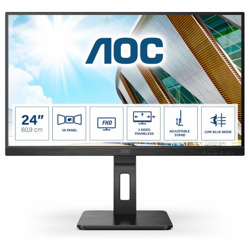 Monitor AOC Pro-line 24P2QM 60,45 cm (23,8"), 16:9 FHD 75Hz 4ms HDMI DVI DP VGA Speaker Pivot Black