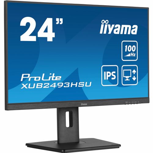 Monitor Iiyama ProLite XUB2493HSU-B7, 60,5 cm (23,8"), 1920 x 1080 (FHD), 16 : 9, FHD, IPS, 1 ms, 100 Hz, HDMI, DP, zvočnik, pivot, črn