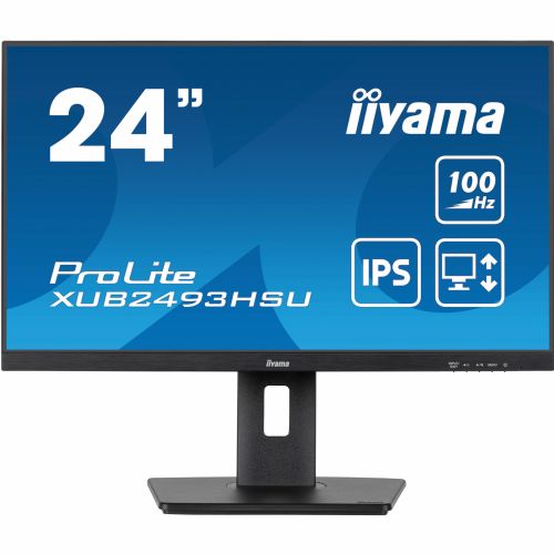 Monitor Iiyama ProLite XUB2493HSU-B7, 60,5 cm (23,8"), 1920 x 1080 (FHD), 16 : 9, FHD, IPS, 1 ms, 100 Hz, HDMI, DP, zvočnik, pivot, črn