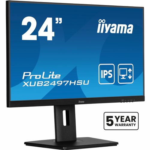 Monitor iiyama ProLite XUB2497HSU-B2 60,5 cm (23,8"), 1920x1080 (FHD), IPS, 300 cd/m2, 16:9 1ms 100Hz USB-hub HDMI DP Zvučnik Pivot Crni