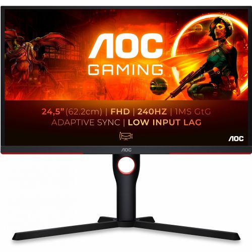 Monitor AOC 25G3ZM 63,5 cm (25"), 1920x1080 FHD, VA, 240Hz 0,5ms HDMI DP crno/crveno