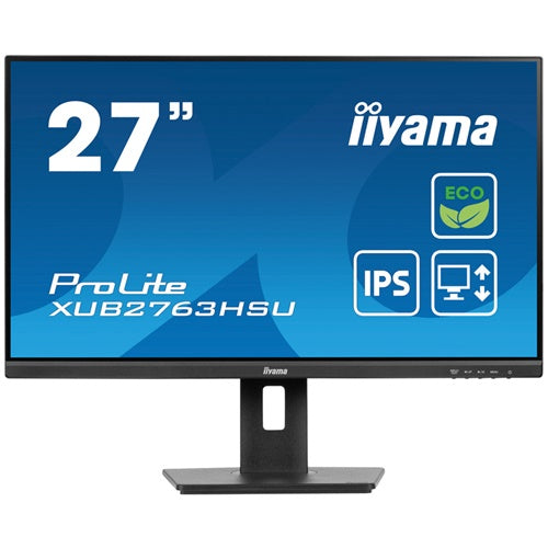 Monitor Iiyama Prolite XUB2763HSU-B1 68,58 cm (27"), 1920x1080 (FHD), 16:9 FHD IPS 100Hz 3ms HDMI DP USB LS Pivot VESA Black