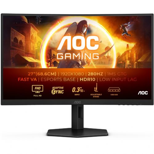 Monitor AOC Gaming C27G4ZXU 68,6 cm (27"), 1920x1080 (FHD), 16:9 FHD VA 0,3ms 280Hz 2xHDMI DP USB zvočnik črn