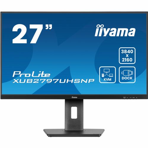 Monitor Iiyama ProLite XUB2797UHSNP-B1 68,6 cm (27"), 3840x2160 (4K UHD), IPS, 16:9 4k 4ms 60Hz HDMI DP USB-C 96W, KVM, zvočnik Pivot Black