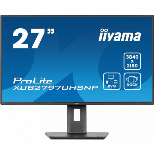 Monitor Iiyama ProLite XUB2797UHSNP-B1 68,6 cm (27"), 3840x2160 (4K UHD), IPS, 16:9 4k 4ms 60Hz HDMI DP USB-C 96W, KVM, zvočnik Pivot Black