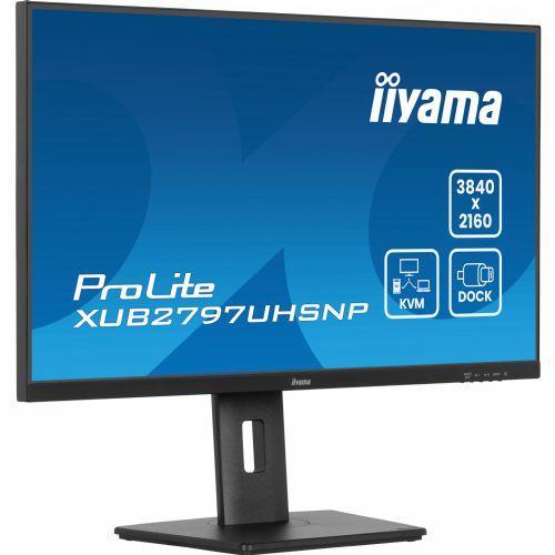 Monitor Iiyama ProLite XUB2797UHSNP-B1 68,6 cm (27"), 3840x2160 (4K UHD), IPS, 16:9 4k 4ms 60Hz HDMI DP USB-C 96W, KVM, zvočnik Pivot Black