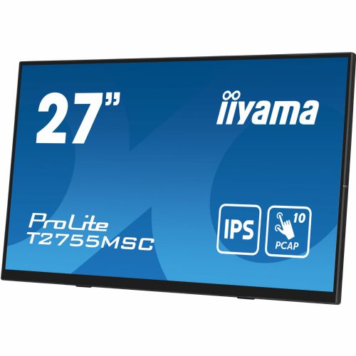 Monitor Iiyama ProLite T2755MSC-B1 68,58 cm (27"), 1920x1080 (FHD), 400 cd/m2, 16:9 FHD IPS Touch 5ms 60Hz HDMI DP USB zvočnik črn