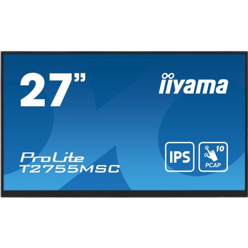 Monitor Iiyama ProLite T2755MSC-B1 68,58 cm (27"), 1920x1080 (FHD), 400 cd/m2, 16:9 FHD IPS Touch 5ms 60Hz HDMI DP USB zvočnik črn