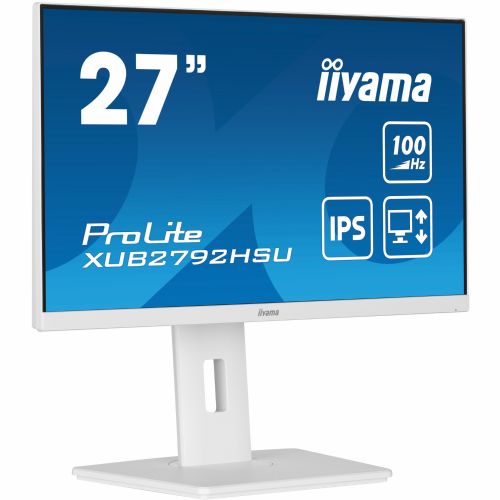 Monitor Iiyama Prolite XUB2792HSU-W6 68,58 cm (27"), 1920x1080 (FHD), IPS, 250cd/m2, 16:9, 100Hz 0,4ms HDMI DP USB LS Pivot Vesa Bela