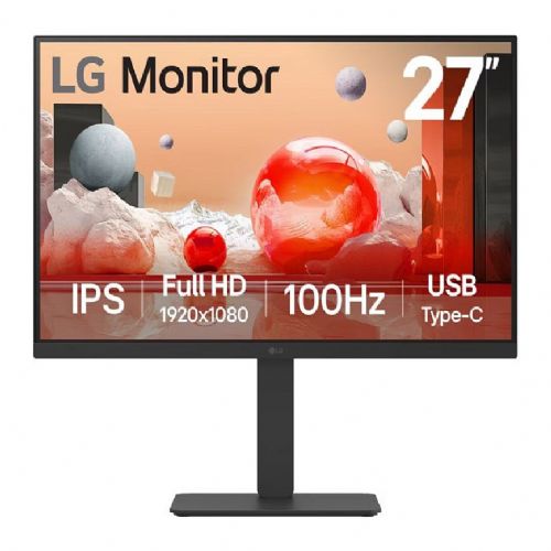 Monitor LG 27BA650-B, 68,6 cm (27"), 1920 x 1080 (FHD), 16 : 9, FHD, IPS, 5 ms, 100 Hz, HDMI, DP, USB-C, zvočnik, pivot, črn
