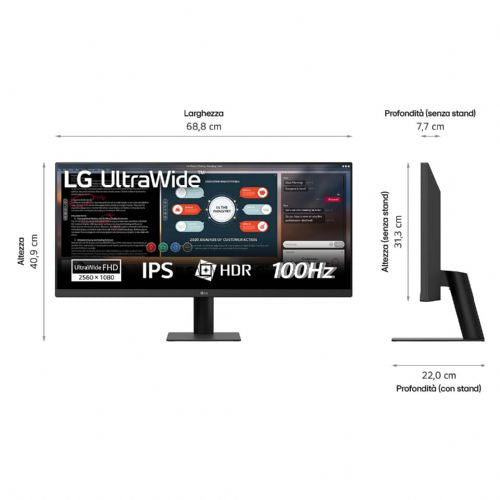 Monitor LG 29U511A-B 29U511AB (29U511A-B.AEU) 73.7cm (29"), 21:9, IPS, 350cd/m2,5ms, črna