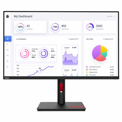Monitor Lenovo ThinkVision T32p-30, 80,1 cm (31,5''), 3840 x 2160 (4K UHD), IPS, 350 cd/m2, 16 : 9, 4 ms, 60 Hz, HDMI, DP, USB-C (90 W), pivot, črn