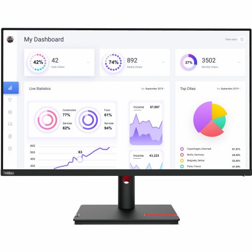 Monitor Lenovo ThinkVision T32p-30, 80,1 cm (31,5''), 3840 x 2160 (4K UHD), IPS, 350 cd/m2, 16 : 9, 4 ms, 60 Hz, HDMI, DP, USB-C (90 W), pivot, črn