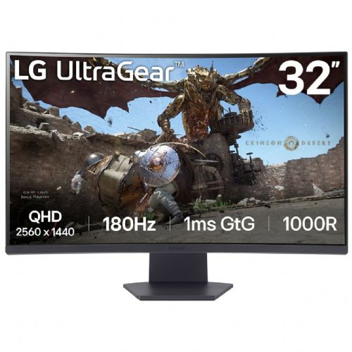 Monitor LG Ultragear 32GS60QC-B 80 cm (31,5"), 2560 x 1440 (QHD), VA, 300cd/m2, 1ms, HDR10 2 x HDMI DP 180 Hz