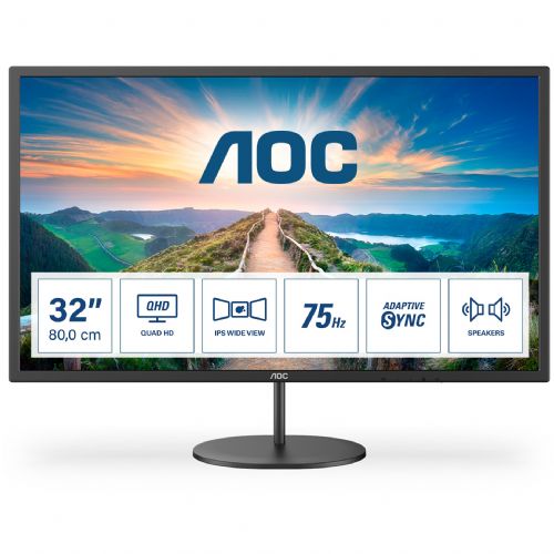 Monitor AOC Q32V4, 81,3 cm (32''), QHD (2560 x 1440), 16:9, 4 ms, IPS, HDMI, DisplayPort, VESA, zvučnici, crni kst123724