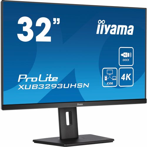 Monitor Iiyama LCD Business XUB3293UHSN-B5 80,1 cm (31,5'), 3840x2160 (4K UHD), IPS, 350cd/m2, 4ms, HDMI, DisplayPort, USB-C 65W, črna