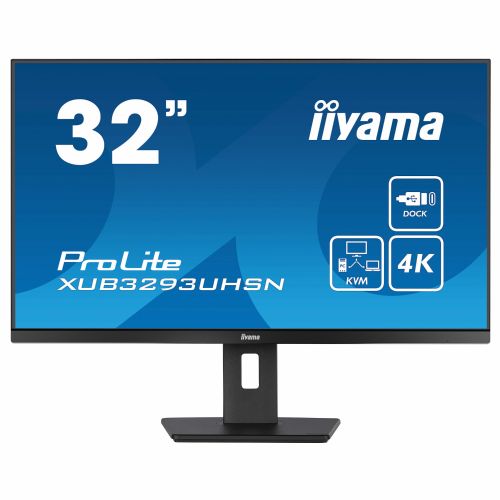 Monitor Iiyama LCD Business XUB3293UHSN-B5 80,1 cm (31,5'), 3840x2160 (4K UHD), IPS, 350cd/m2, 4ms, HDMI, DisplayPort, USB-C 65W, črna
