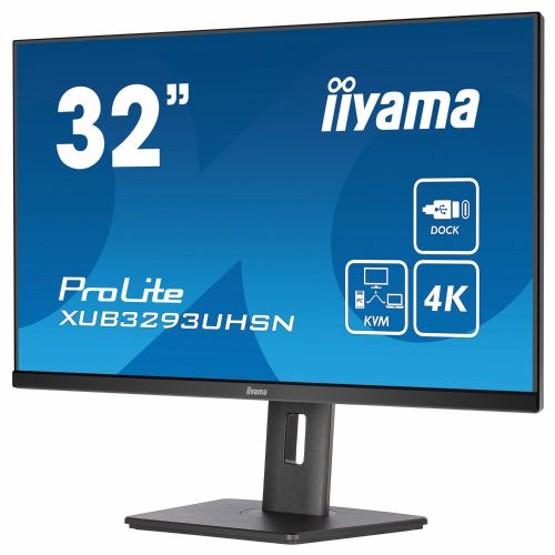 Monitor Iiyama LCD Business XUB3293UHSN-B5 80,1 cm (31,5'), 3840x2160 (4K UHD), IPS, 350cd/m2, 4ms, HDMI, DisplayPort, USB-C 65W, črna
