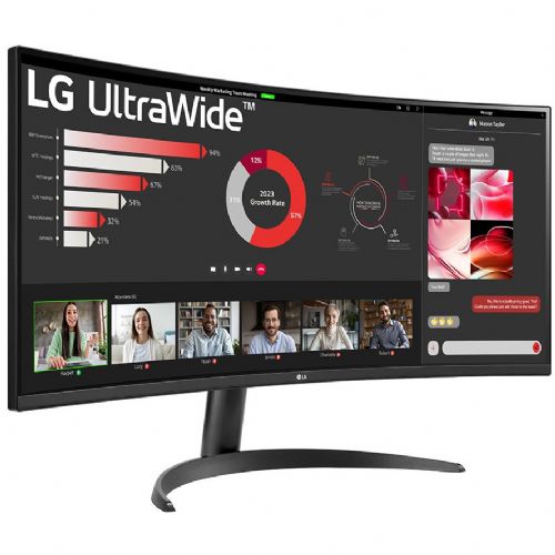 Monitor LG 34WR50QK-B, 86,4 cm (34"), 3440 x 1440 (QHD), VA, 300 cd/m2, 100 Hz, HDR10, 5 ms, 2 x HDMI, DP