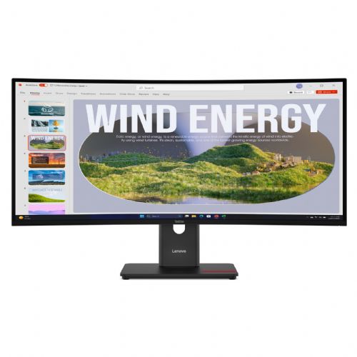 Monitor Lenovo ThinkVision T34WD-40 86,36 cm (34,0"), 3440 x 1440 Ukrivljen VA 120 Hz USB-C priklopna postaja 96 W Ogledalo gumb za vklop Najbolje prodajan