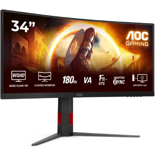 Monitor AOC CU34G4 86,4 cm (34"), 3440x1440 (WQHD), VA, 300cd/m2, 21:09 HDMI+DP crno/crveno