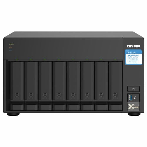 NAS sistem Qnap TS-832PX-4G 8 ležišč, 96 TB, 10 GBe, 4 GB RAM, 3x USB-A