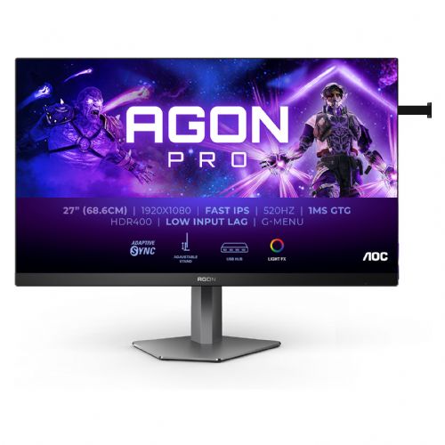 Monitor AOC AG276FK 68,6 cm (27"), 1920 x 1080 (FHD), IPS, 400 cd/m2, 0,3ms, 520Hz, 16:9, 10W, HDMI, DP