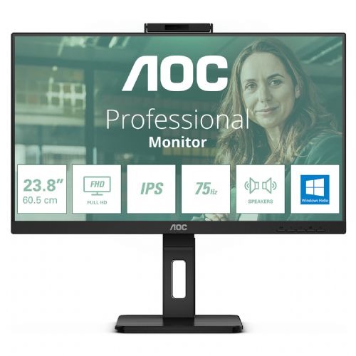 Monitor AOC Pro-line 24P3CW 60,5 cm (23,8"), 1920x1080 (FHD), 16:9 FHD IPS 4ms 75Hz HDMI DP USB-C 65W, črn zvočnik
