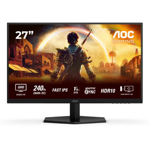 Monitor AOC Q27G42ZE 68,6 cm (27"), 2560x1440 (QHD), IPS, 300cd/m2, 1ms, 0,3ms, 16:09 Hitri IPS črno/rdeči