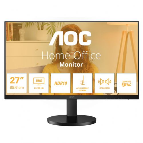 Monitor AOC U27B3AF 68,6 cm (27"), 3840 x 2160 (QHD), IPS, 350 cd/m2, 4ms, 16:9, HDMI, DP, Lift črne barve
