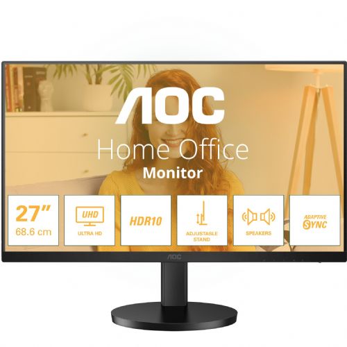 Monitor AOC U27B3AF 68,6 cm (27"), 3840 x 2160 (QHD), IPS, 350 cd/m2, 4ms, 16:9, HDMI, DP, Lift črne barve