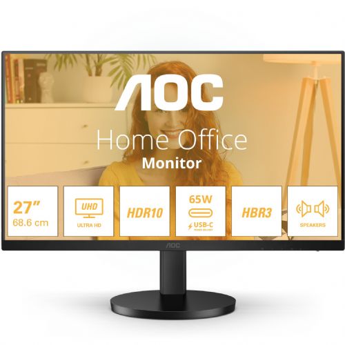 Monitor AOC U27B3CF 68,6 cm (27"), 3840 x 2160 (4K UHD), IPS, 350cd/m2, 16:09 2xHDMI+USB-C 4K Lift črn