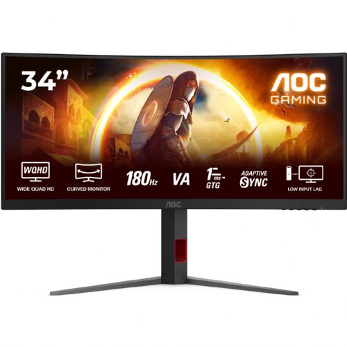 Monitor AOC CU34G4 86,4 cm (34"), 3440x1440 (WQHD), VA, 300cd/m2, 21:09 HDMI+DP črno/rdeč